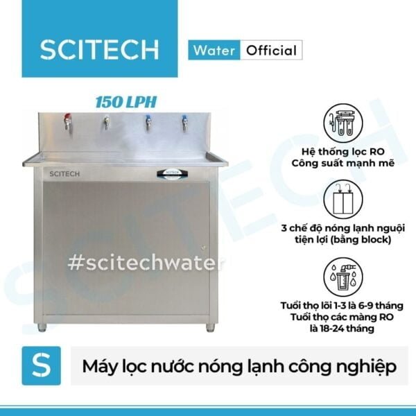may loc nuoc ro nong lanh cong nghiep scitech 150lph