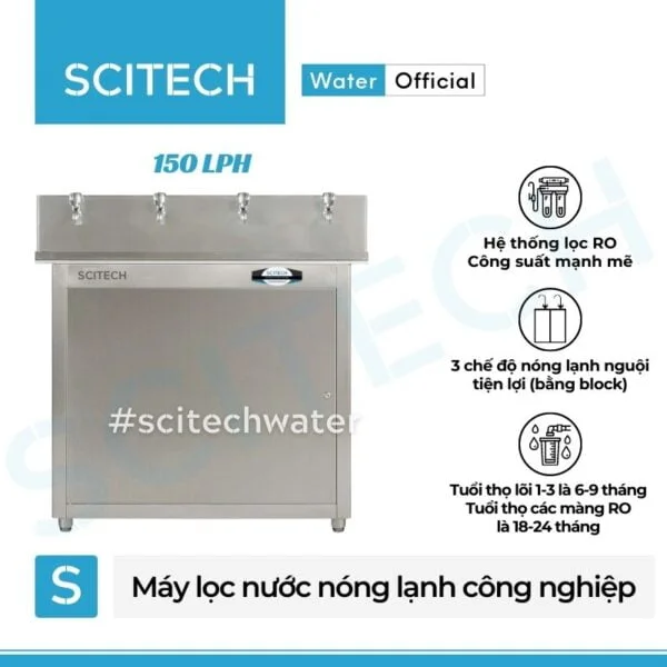 may loc nuoc ro nong lanh cong nghiep scitech 150lph