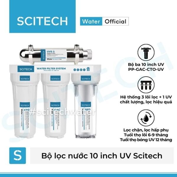 bo ba loc tho 10 inch uv scitech bo loc nuoc tho dau nguon 4 cap loc 10 inch uv scitech