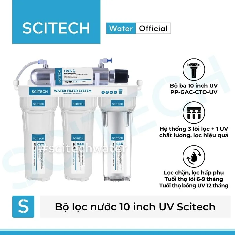 bo ba loc tho 10 inch uv scitech bo loc nuoc tho dau nguon 4 cap loc 10 inch uv scitech