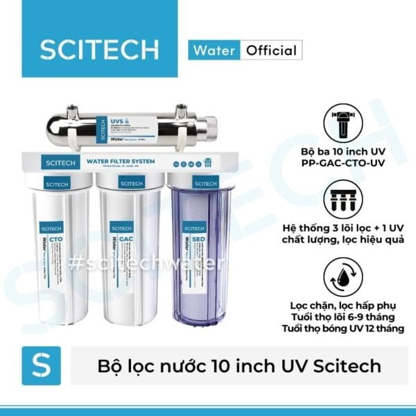 bo ba loc tho 10 inch uv scitech bo loc nuoc tho dau nguon 4 cap loc 10 inch uv scitech