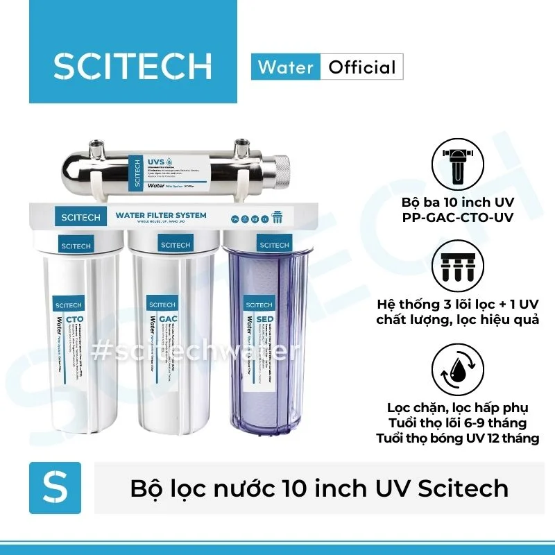 bo ba loc tho 10 inch uv scitech bo loc nuoc tho dau nguon 4 cap loc 10 inch uv scitech
