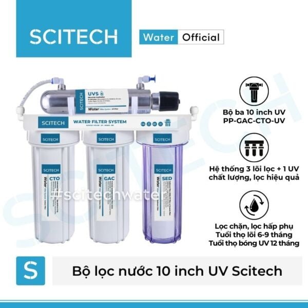 bo ba loc tho 10 inch uv scitech bo loc nuoc tho dau nguon 4 cap loc 10 inch uv scitech