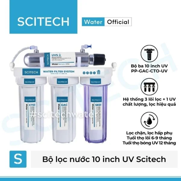 bo ba loc tho 10 inch uv scitech bo loc nuoc tho dau nguon 4 cap loc 10 inch uv scitech