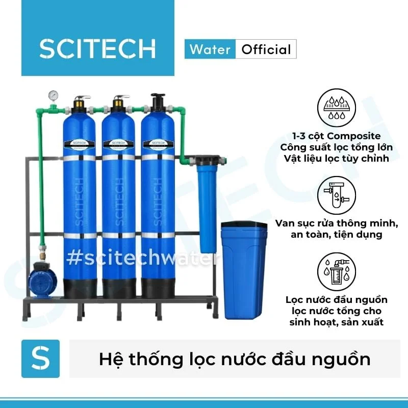 he thong lam mem nuoc 3 cot composite van tay mau xanh