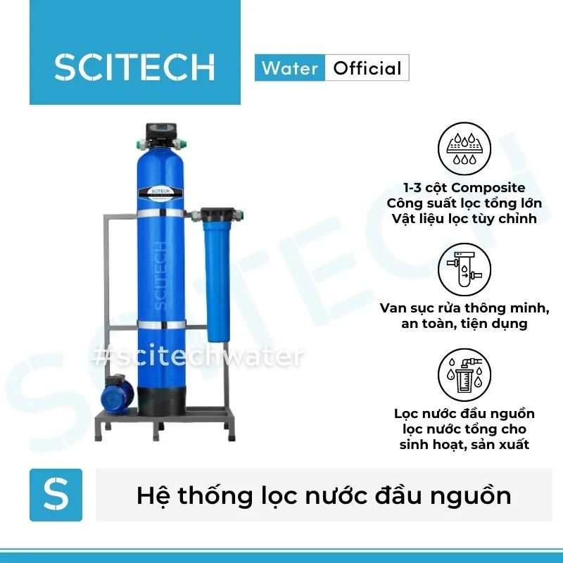 he thong loc nuoc dau nguon 1 cot composite autovalve mau xanh