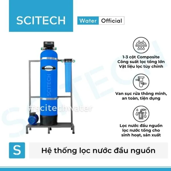 he thong loc nuoc dau nguon 1 cot composite autovalve mau xanh