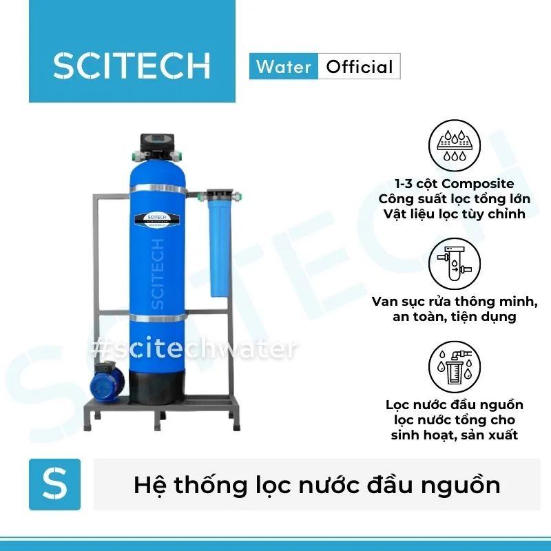 he thong loc nuoc dau nguon 1 cot composite autovalve mau xanh