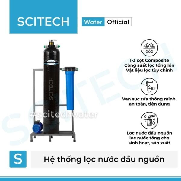 he thong loc nuoc dau nguon 1 cot composite van tay mau den