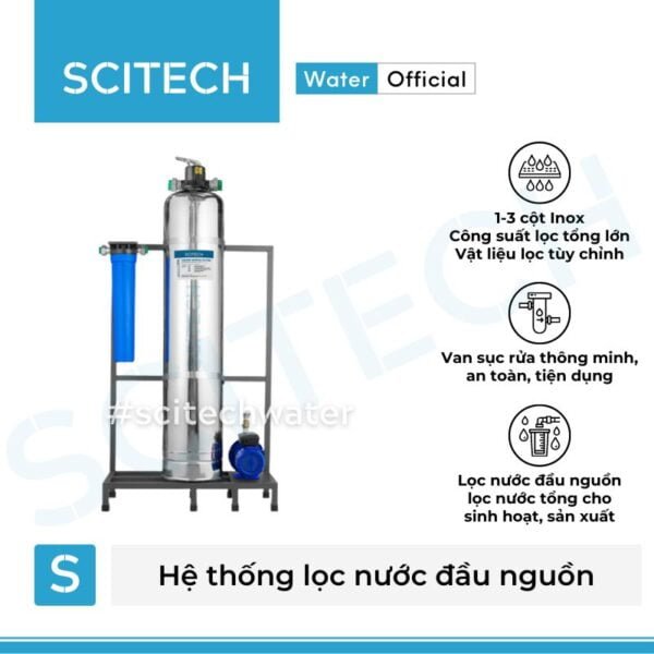 he thong loc nuoc dau nguon 1 cot inox van tay