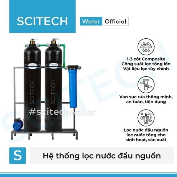 he thong loc nuoc dau nguon 2 cot composite van tay mau den