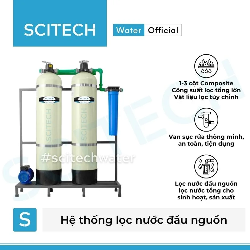 he thong loc nuoc dau nguon 2 cot composite van tay mau trang