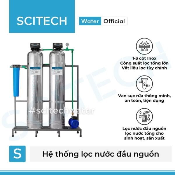 he thong loc nuoc dau nguon 2 cot inox autovalve