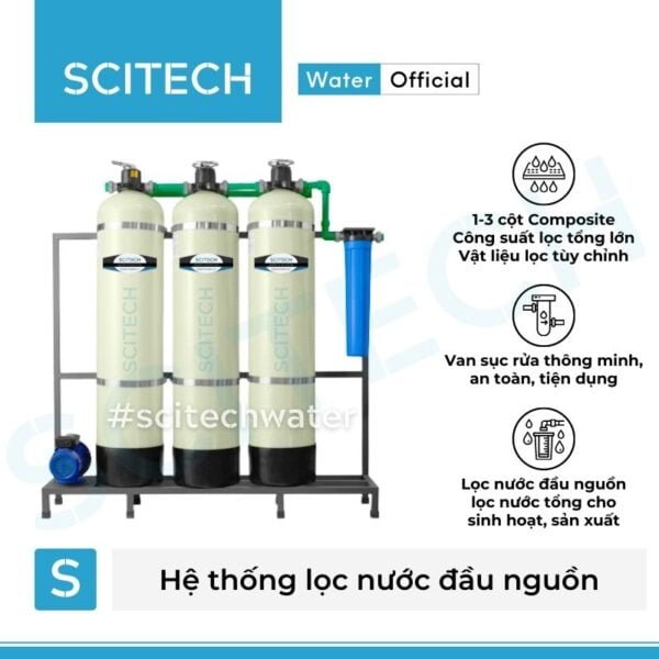 he thong loc nuoc dau nguon 3 cot composite van tay mau trang