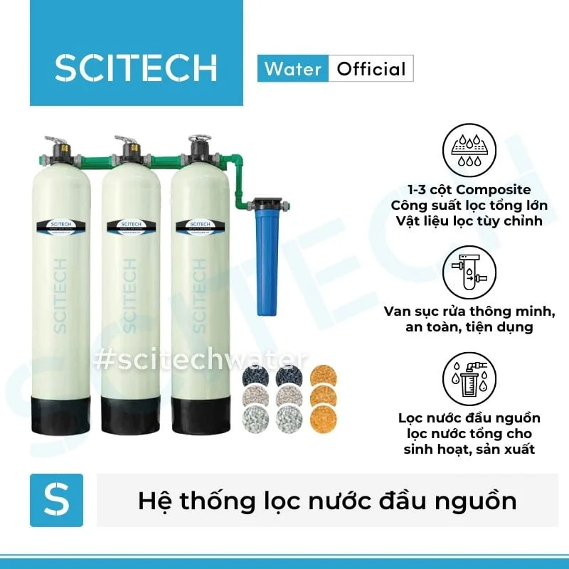 he thong loc nuoc dau nguon 3 cot composite vat lieu