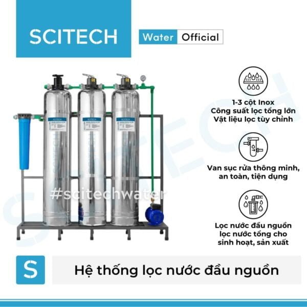 he thong loc nuoc dau nguon 3 cot inox van tay